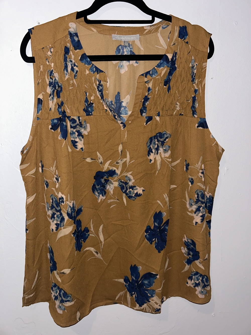 Daniel Rainn Mustard Floral Sleeveless Blouse